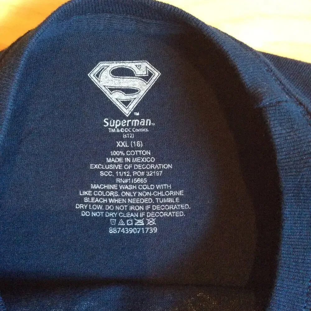 DC Comics Superman Boy's XXL Navy Green Logo Graphic T-shirt